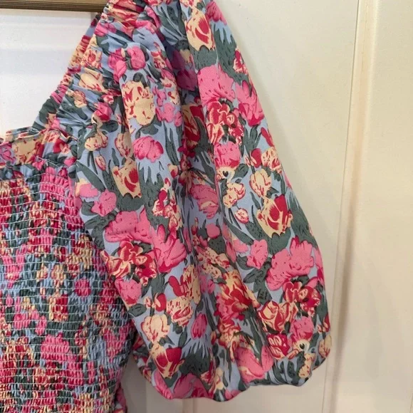 English Factory Pink Floral Smocked Tiered Ruffle Maxi Dress Size S EUC - Picture 12 of 12